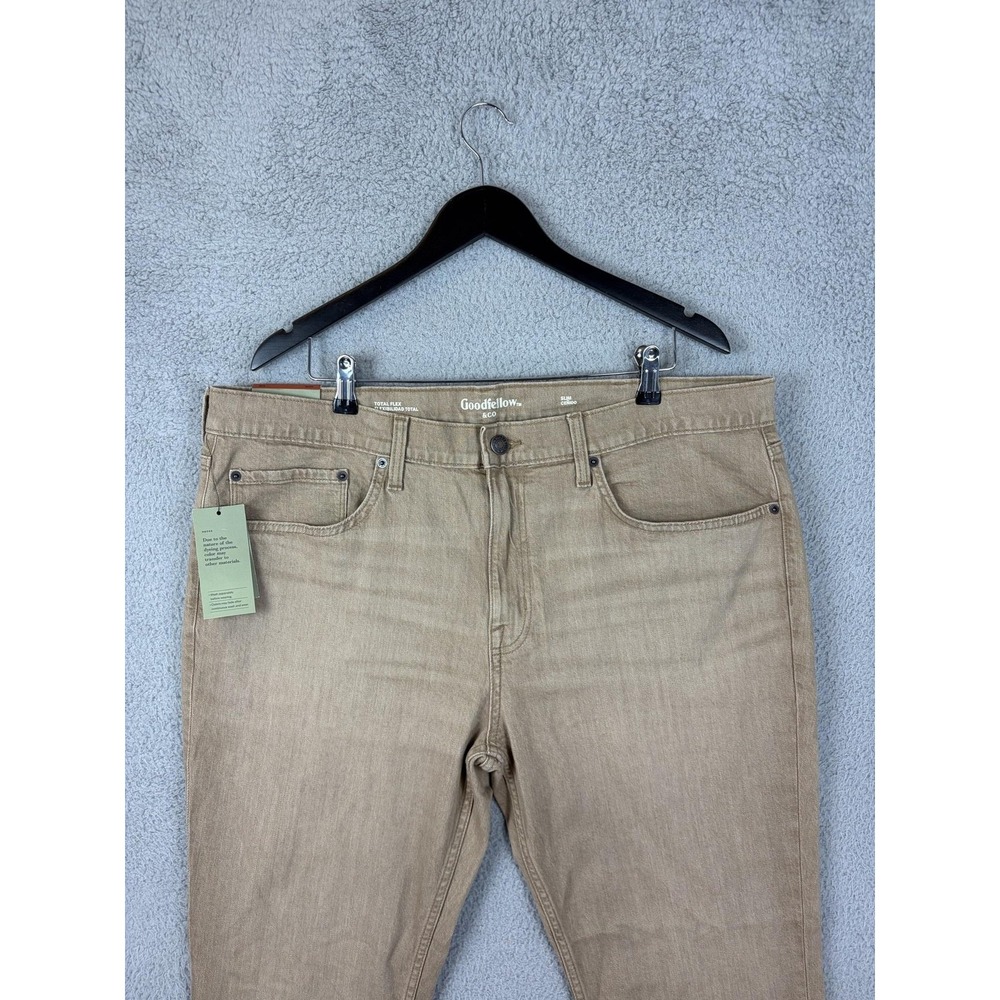Goodfellow & Co Jeans Mens 40x30 Beige Light Wash Slim Tapered Stretch Denim New